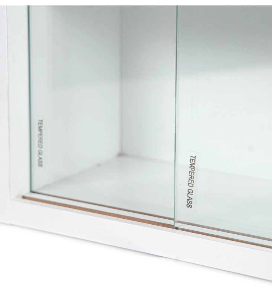 VETRINETTA ESPOSITORE PER COLLEZIONISMO BELLAHOME BIANCO CON ANTE IN VETRO TEMPERATO 80X11X60 CM